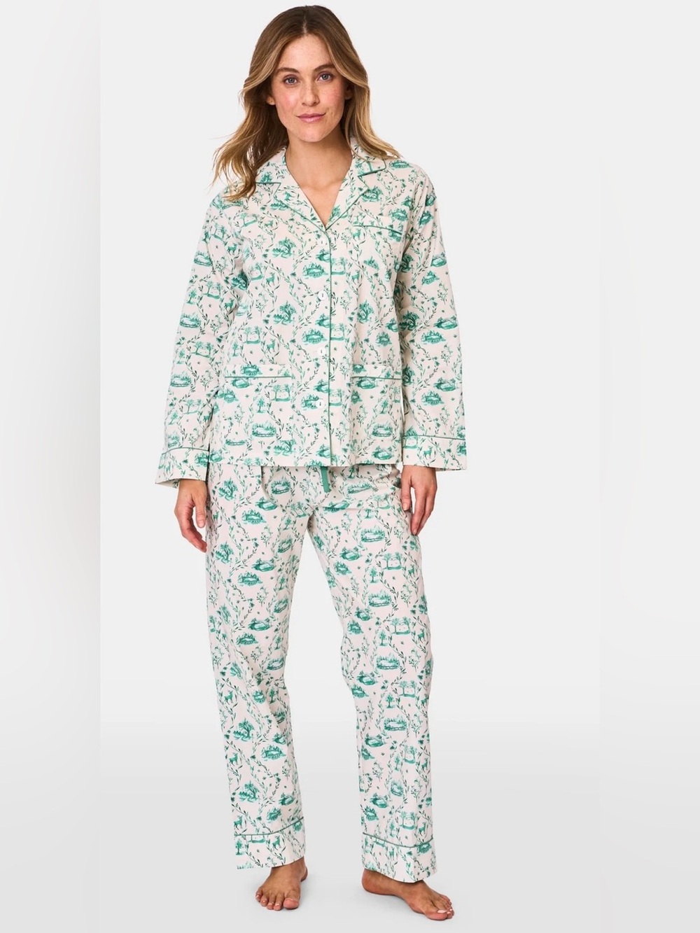 ROLLER RABBIT WOODLAND TOILE LOUNGEWEAR PAJAMA SET, SIZE XL.